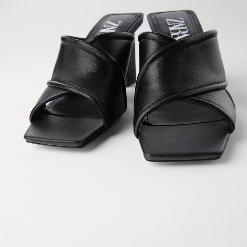 ZARA Soft Leather Heeled Sandals - Picture 2 of 7